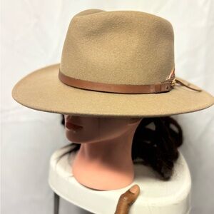 Tan Wide Brim Fedora Hat made in the USA